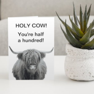 Cartão de Aniversário de 50 anos Holy Cow Highland
