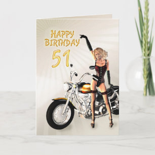Cartão de aniversário de 51 ruas com moto