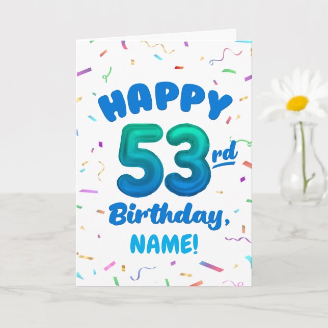 Cartão de Aniversário de 53 anos com Nome Personal (Planta pequena)