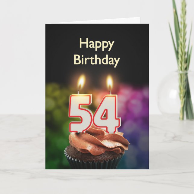Cartão de aniversário de 54 anos com velas (Frente)