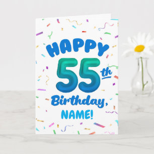 Cartão de Aniversário de 55 anos com Nome Personal