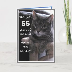 Cartão de Aniversário de 55 Anos de Gato Divertido