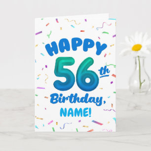 Cartão de Aniversário de 56 anos com Nome Personal