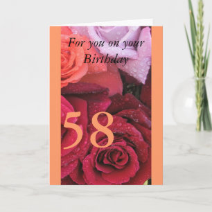 Cartão de Aniversário de 58 Anos Colorido Rosas Id