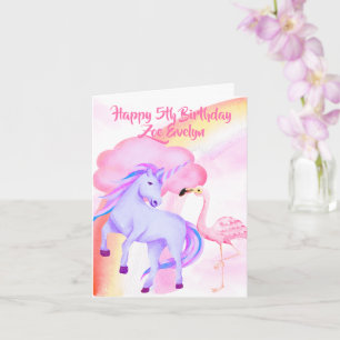 Cartão de Aniversário de 5 anos para Meninas Unicó