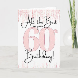Cartão de Aniversário de 60 anos Bonito em Rosa