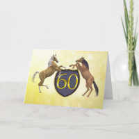 Cartão de aniversário de 60 anos com cavalos de cr