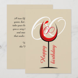 Cartão de Aniversário de 60 Anos com Copo de Vinho
