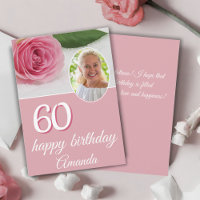 Cartão de Aniversário de 60 anos com Foto Floral d