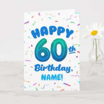Cartão de Aniversário de 60 anos com Nome Personal