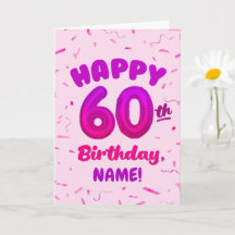 Cartão de Aniversário de 60 anos com Nome Personal
