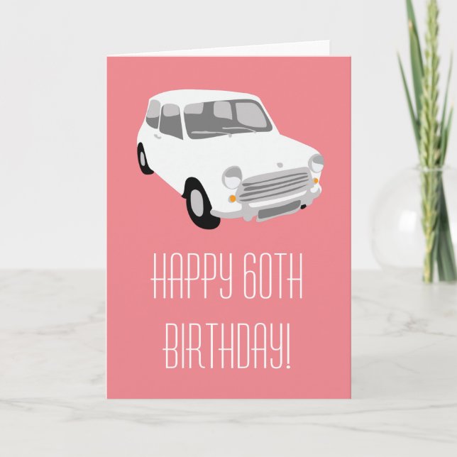 Cartão de aniversário de 60 anos do Retro Car Happ (Frente)