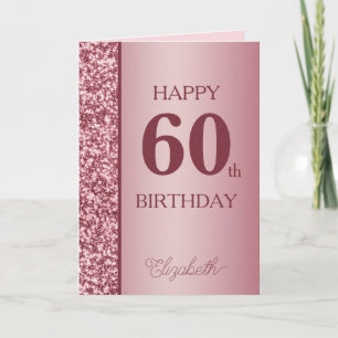 Cartão de Aniversário de 60 Anos em Dourado Rosa