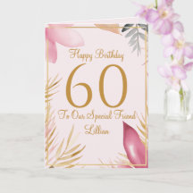 Cartão de Aniversário de 60 anos Floral Elegante