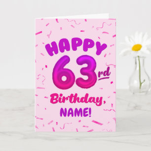 Cartão de Aniversário de 63 anos com Nome Personal