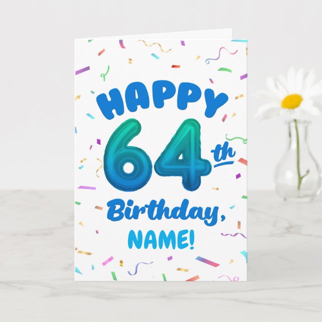 Cartão de Aniversário de 64 anos com Nome Personal (Planta pequena)
