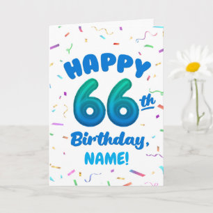 Cartão de Aniversário de 66 anos com Nome Personal