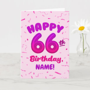 Cartão de Aniversário de 66 anos com Nome Personal