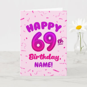 Cartão de Aniversário de 69 anos com Nome Personal