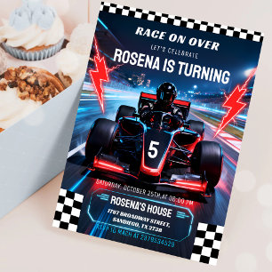 Cartão de Aniversário de 6 anos de Corrida de Kart