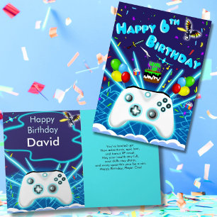 Cartão de Aniversário de 6 Anos Epic Gamer Happy C