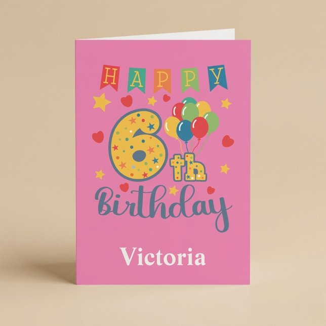Cartão de Aniversário de 6 anos Feliz (Criador carregado)