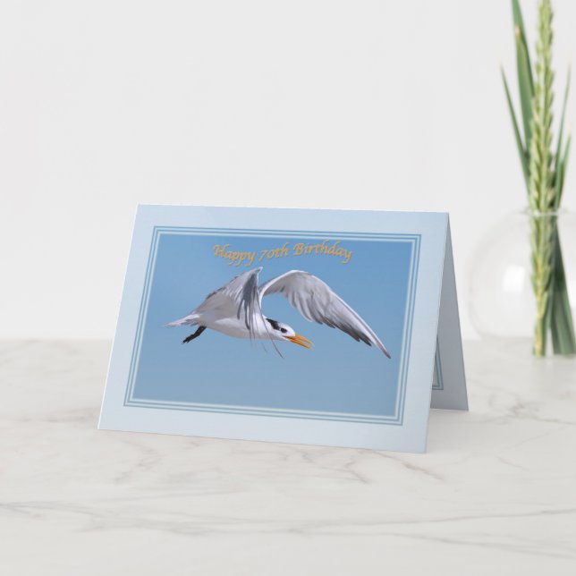 Cartão de Aniversário de 70 com pássaro Tern Real (Frente)