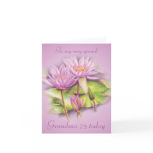 Cartão de aniversário de 75 anos da Water Lily flo