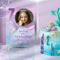 Cartão de Aniversário de 7 Anos Mermaid One Photo