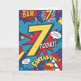 Cartão de Aniversário de 7 Anos - Uau Fantástico S