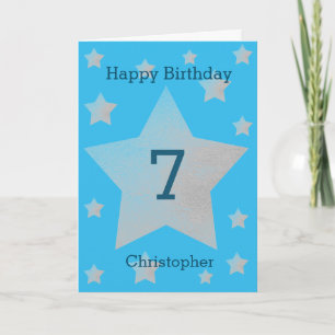 Cartão de Aniversário de 7 Cinza de  de Aquarela A
