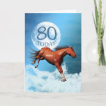 Cartão de aniversário de 80 anos com cavalo espiri<br><div class="desc">Um cavalo espiritual chestnus galopando contra o pano de fundo da lua e nuvens. Veja as cartas na minha loja.http://www.zazzle.com/eggznbeenz</div>
