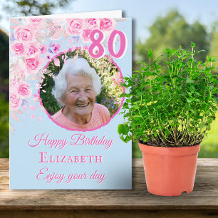 Cartão de Aniversário de 80 Anos com Uma Foto de F