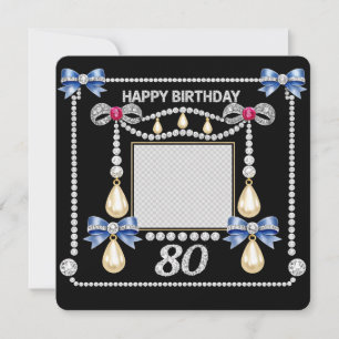 Cartão de Aniversário de 80 anos Inspirado na Real