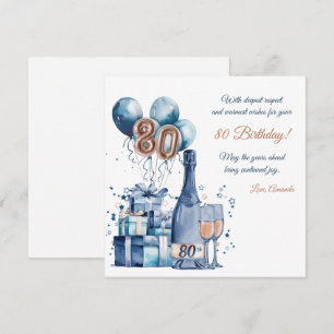 Cartão de Aniversário de 80 Anos Personalizado par