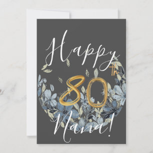 Cartão de Aniversário de 80 Feliz Floral Personali