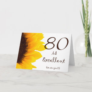 Cartão de Aniversário de 80 Feliz Girassol
