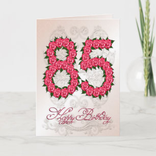 Cartão de aniversário de 85 anos com rosas e fol