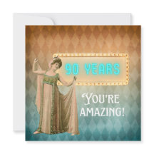 Cartão de Aniversário de 90 Anos Cantor Vintage