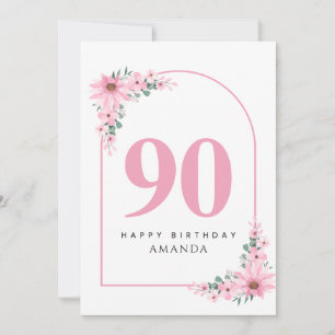 Cartão de Aniversário de 90 anos para Mulheres Flo