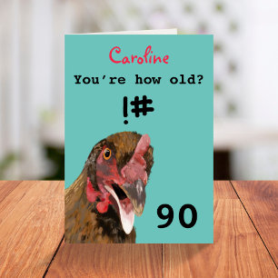 Cartão de aniversário de 90 de frango piada insens
