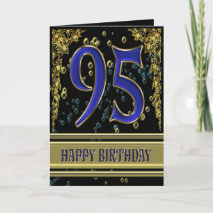 Cartão de aniversário de 95 anos com ouro e bolhas