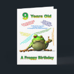Cartão de aniversário de 9 anos do amigo Rã com pi<br><div class="desc">Um sapo feliz dizendo piadas de aniversário</div>