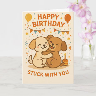 Cartão de Aniversário de Abraço de Cachorrinho Fof