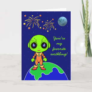 Cartão de aniversário de alienígena novo por Jo Im