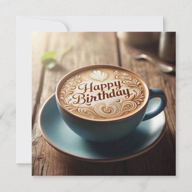 Cartão de aniversário de amante de café (Frente)