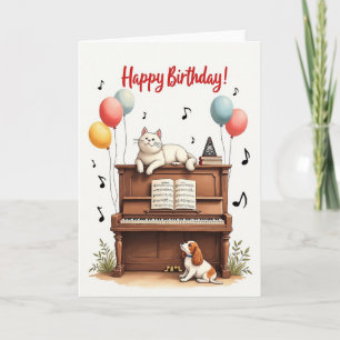 Cartão de Aniversário de Amigo com Música de Piano