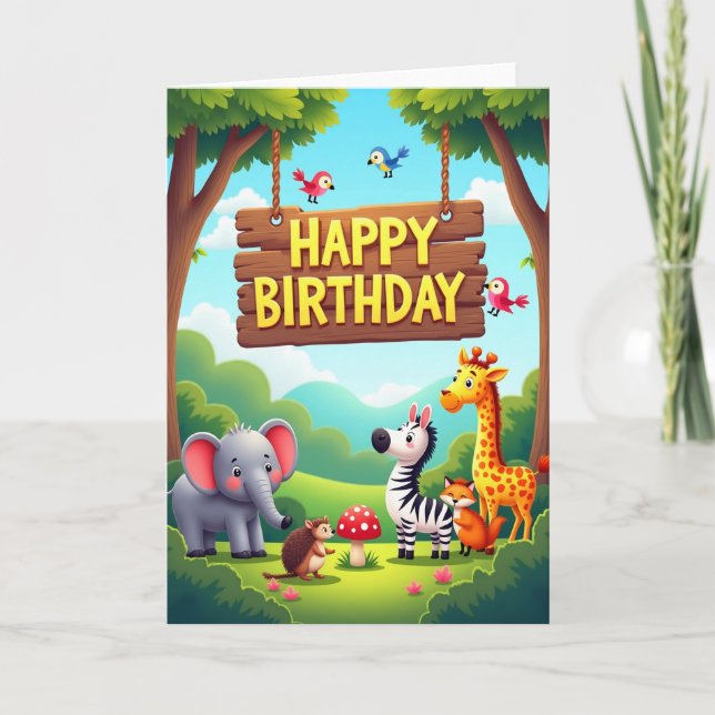 Cartão de aniversário de amigos ilustrado (Frente)