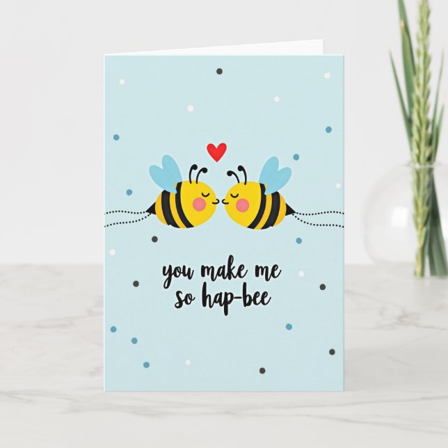 Cartão de Aniversário de Amor Abelhas Felizes (Frente)