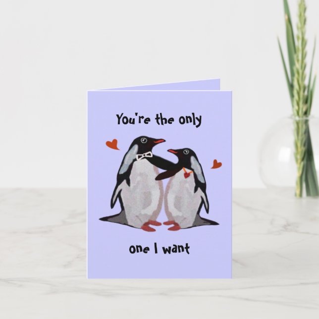 Cartão de Aniversário de Amor de Pinguim (Frente)